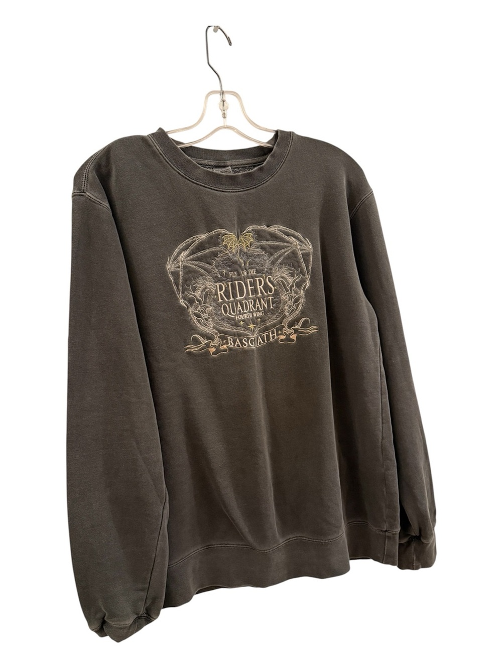 Grey Fourth Wing Rider's Quadrant Graphic Crewneck Sweater